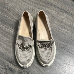Women's Perforated Loafers with Chain Accent